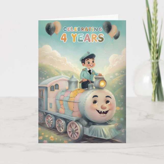 Lycklig 4e födelsedagen-kort kort (Framsida)