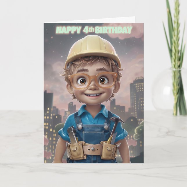 Lycklig 4e födelsedagen-kort kort (Framsida)