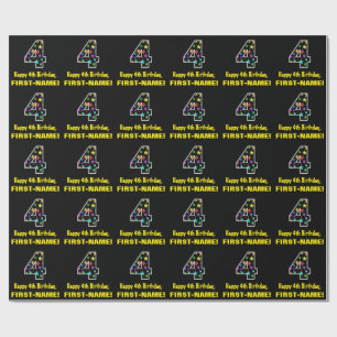 Lycklig 4e födelsedagen, Roligt Färgfläckar Mö Presentpapper