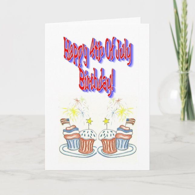 Lycklig 4th av den Juli födelsedagen Kort (Framsida)