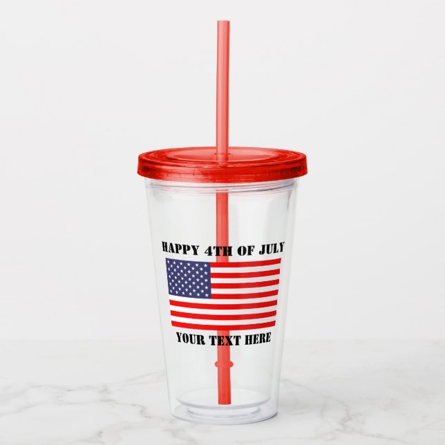 Lycklig 4th av den patriotiska amerikanska flaggan take away mugg (Framsida)