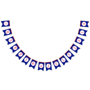 Lycklig 4th Juli 2019 med namn som Bunting banret Vimplar