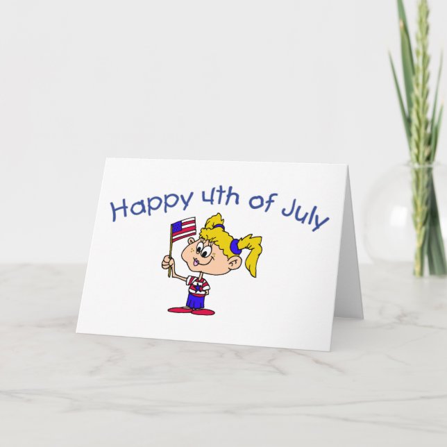 Lycklig 4th Juli (flickan) Kort (Framsida)