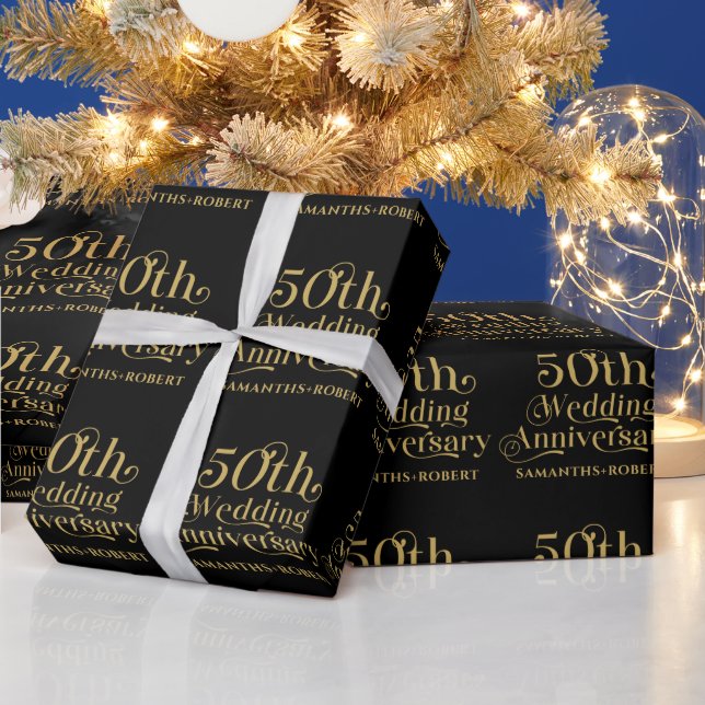 Lycklig 50-års bröllopsjubileum typografi presentpapper (Helgdagar)