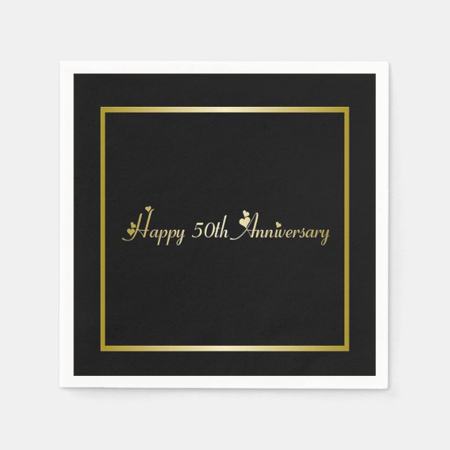 Lycklig 50-årsjubiléet cocktailnapkin pappersservett (Framsidan)