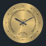 Lycklig 50:e årsdagen Guld Bröllop Stor Klocka<br><div class="desc">50:e årsdagen för lycklig-bröllop-anpassningsbarna i svart med metallisk guld struktur tryckt bakgrund.</div>