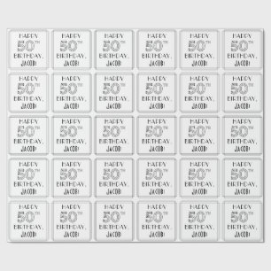 LYCKLIG 50:E BIRTHDAY; Art Deco Stil; eget namn Presentpapper