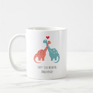 Lycklig 50:e Bröllop-årsdagen Cute Dinosaurs Kaffemugg