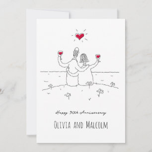 Lycklig 50:e Bröllop-årsdagen Red Heart par