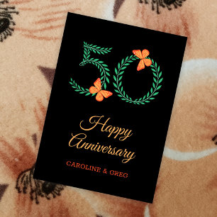 Lycklig 50:e Bröllop-årsjubileet för fjäril-kort