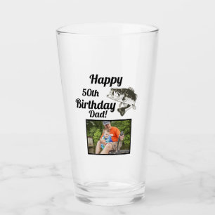 Lycklig 50:e födelsedag Fiske efter foto Bass Fish Glaskopp