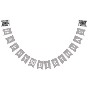 Lycklig 50:e födelsedag Foto Silver Glitter Vimplar