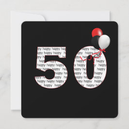 Lycklig 50:e födelsedag på svart inbjudan