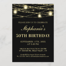 Lycklig 50:e födelsedagen Black Guld Ljus Mason Bu