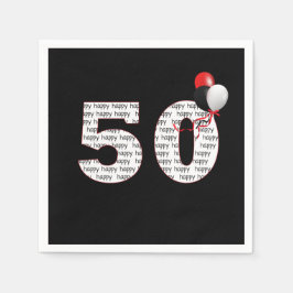 Lycklig 50:e födelsedagen i svart pappersservett