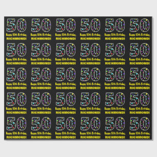 Lycklig 50:e födelsedagen, Roligt Colorful Stars Presentpapper