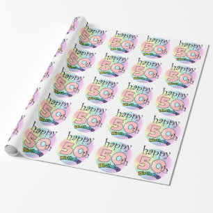 Lycklig 50:e födelsedagen (rosa) presentpapper