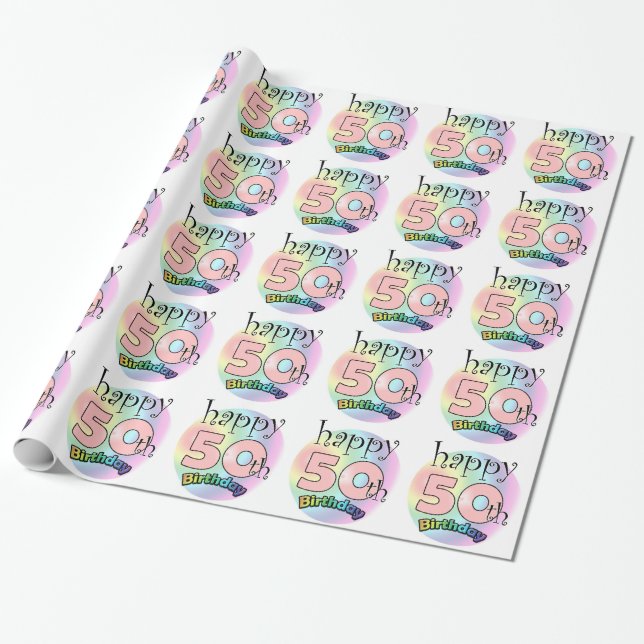 Lycklig 50:e födelsedagen (rosa) presentpapper (Utrullad)