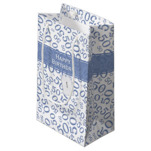 Lycklig 50:e födelsedagsnumret Mönster Blue/White