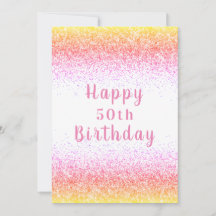 Lycklig 50:e Rosa Glitter Typografi