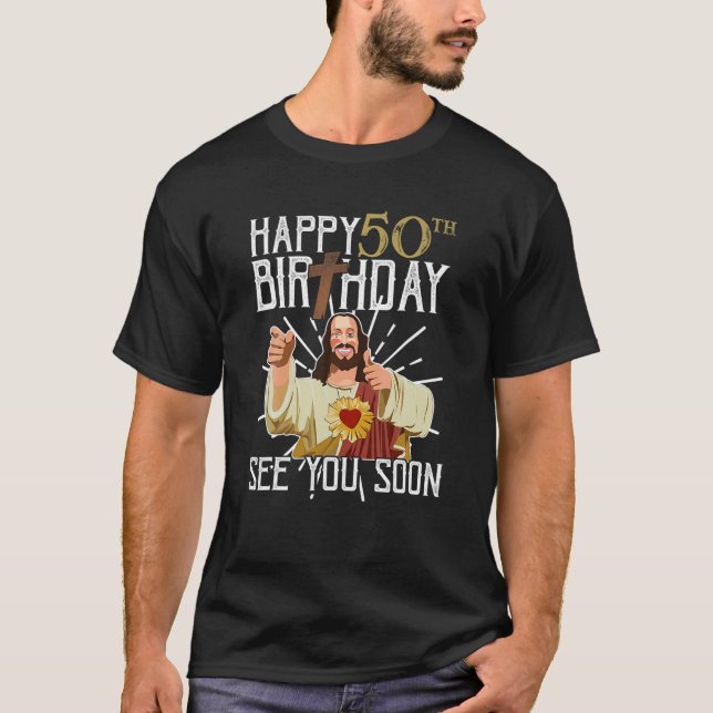 Lycklig 50th ser dig snart på födelsedagen t shirt (Framsida)