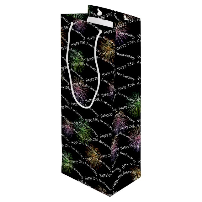 Lycklig 55-årsjubileum Fireworks Vin Gift Bag (Baksidan Vinklad)
