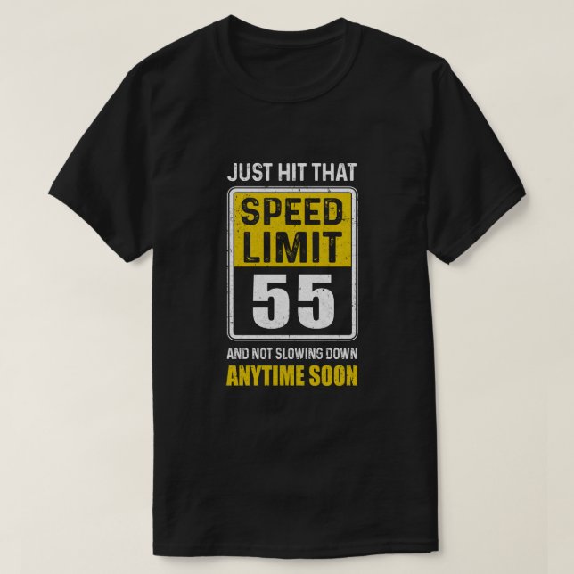 Lycklig 55:e födelsedagsgiftet med hastighetsbegrä t shirt (Design framsida)