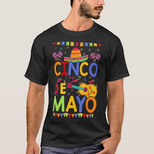 Lycklig 5 De Mayo Cinco De Mayo Viva Mexiko 5 maj T Shirt (Framsida)