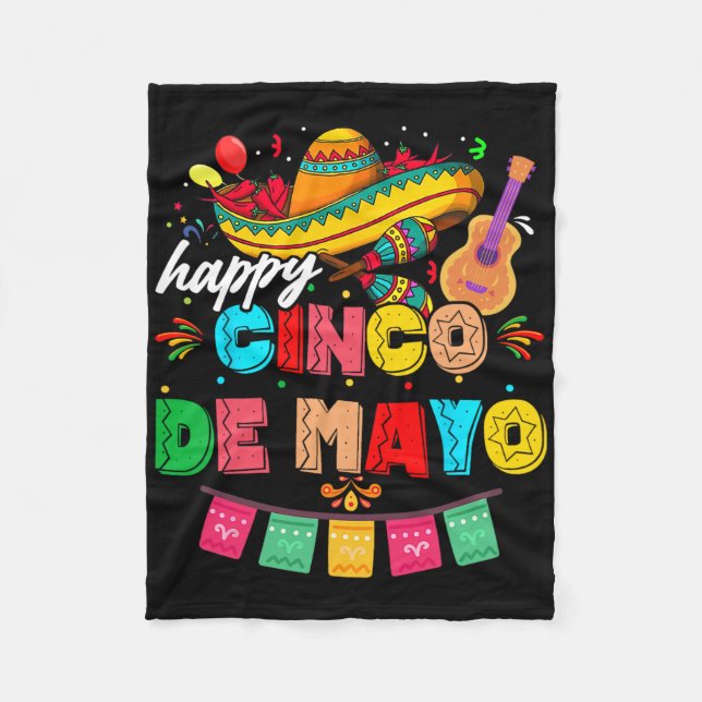 Lycklig 5 De Mayo Lets Fiesta Viva Mexiko Cinco De Fleecefilt (Framsidan)