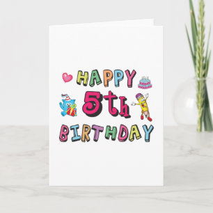 Lycklig 5:e födelsedag 5-årig b-day önskemål kort