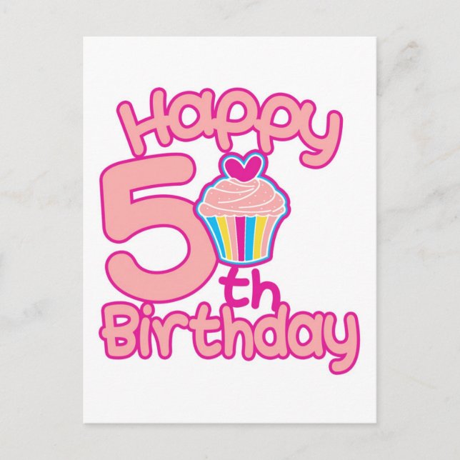 Lycklig 5:e födelsedagen! vykort (Framsida)
