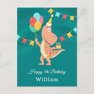 Lycklig 5:e födelsedagskalkbubblan Cute Dinosaur Vykort