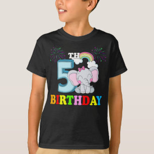 Lycklig 5:e födelsedagspojken Baby Elephant Kid - T Shirt