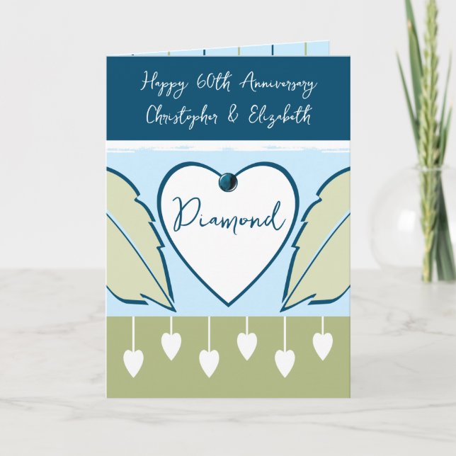Lycklig 60-årsdag lägger till namn blå grönt kort (Framsida)