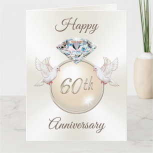 Lycklig 60-årsjubileum kort, 2 Love birds Kort