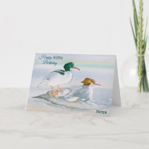 Lycklig 60:e födelsedag: Merganser Anka Watercolor