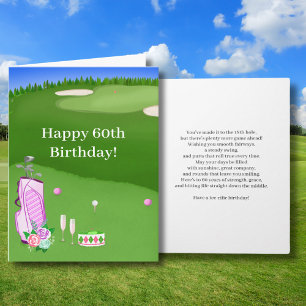 Lycklig 60:e födelsedag Rosa Golf Bag på Golf Cour Kort