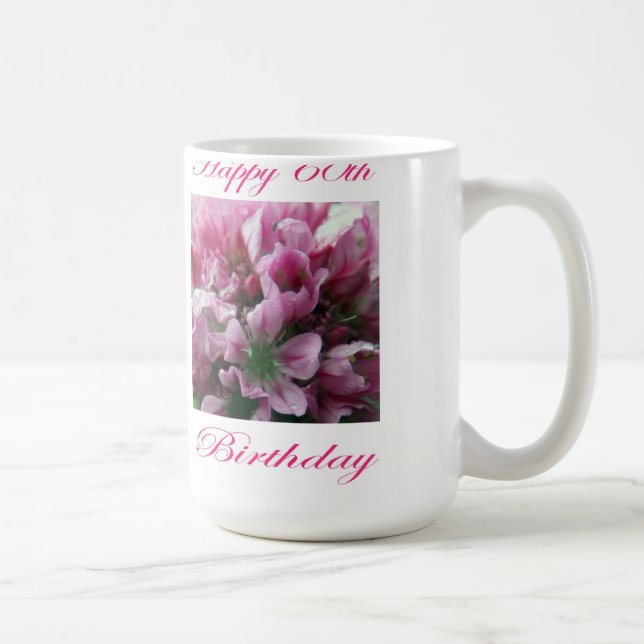Lycklig 60:e födelsedag Rosa och Grönt blomma Kaffemugg (Höger)