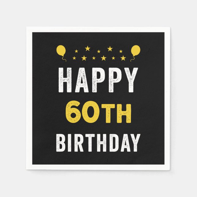 Lycklig 60:e födelsedag Sexagenarian Firande Party Pappersservett (Framsidan)