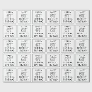 LYCKLIG 61:A BIRTHDAY; Art Deco Stil; eget namn Presentpapper