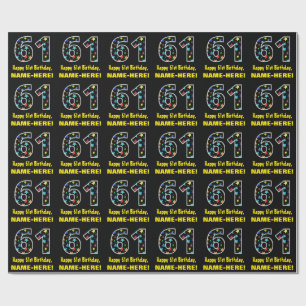 Lycklig 61:a födelsedagen, Roligt Colorful Stars M Presentpapper