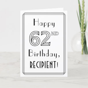 Lycklig 62:a födelsedagen, Art Deco Stil w/ anpass Kort