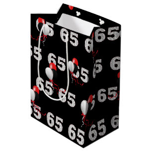 Lycklig 65e Birthday Balloons Medium Gift Bag