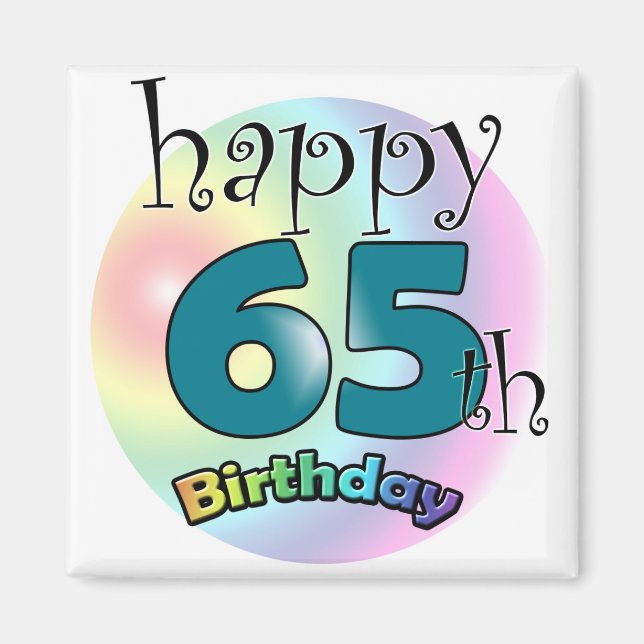 Lycklig 65e Birthday (blauw) Magnet (Framsidan)