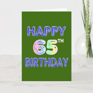 Lycklig 65e Birthday in Balloon Font Kort