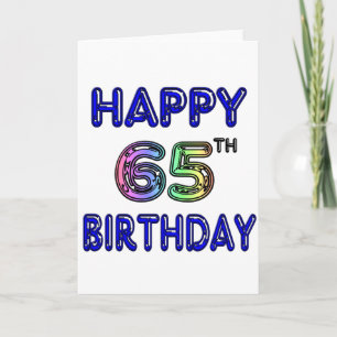 Lycklig 65e Birthday in Balloon Font Kort