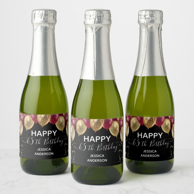 Lycklig 65e Birthday Red och guld (Flaskor)