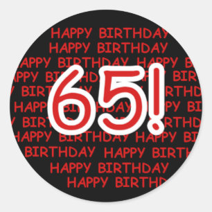 Lycklig 65e Birthday Runt Klistermärke