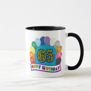 Lycklig 65efödelsedag med ballonger mugg