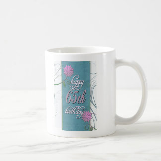 Lycklig 65efödelsedag med roliga blommor kaffemugg